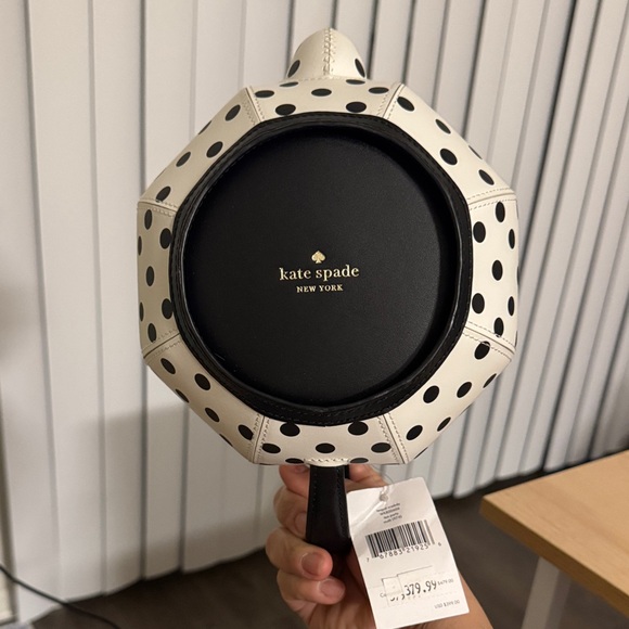 Kate Spade Alice and Wonderland Black and White Polka Dot Teapot Bag - Picture 7 of 8